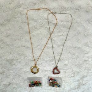 SET OF 2 FLOATING CHARM LOCKET AND NECKLACE